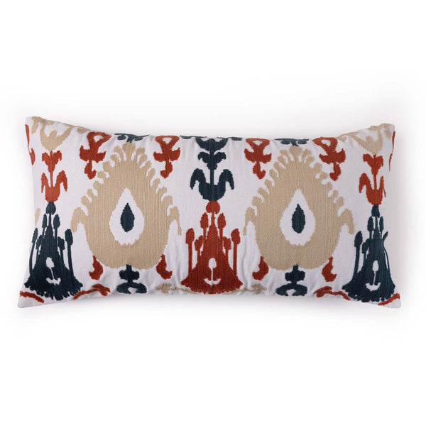 Tempest Embroidered Cotton Lumbar Cushion Cover