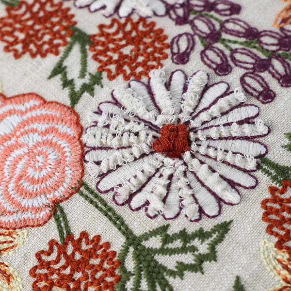 Fleurhaven Embroidered Cotton Cushion