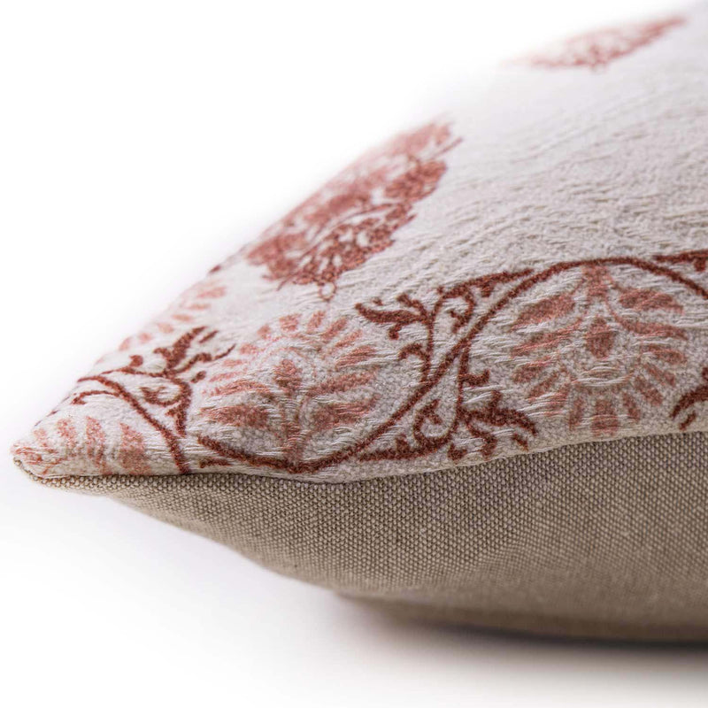 Butah Block printed Chennille Cotton Lumbar Cushion Cover