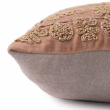 Rosewell Cotton Velvet Chikan Embroidered Cushion Cover