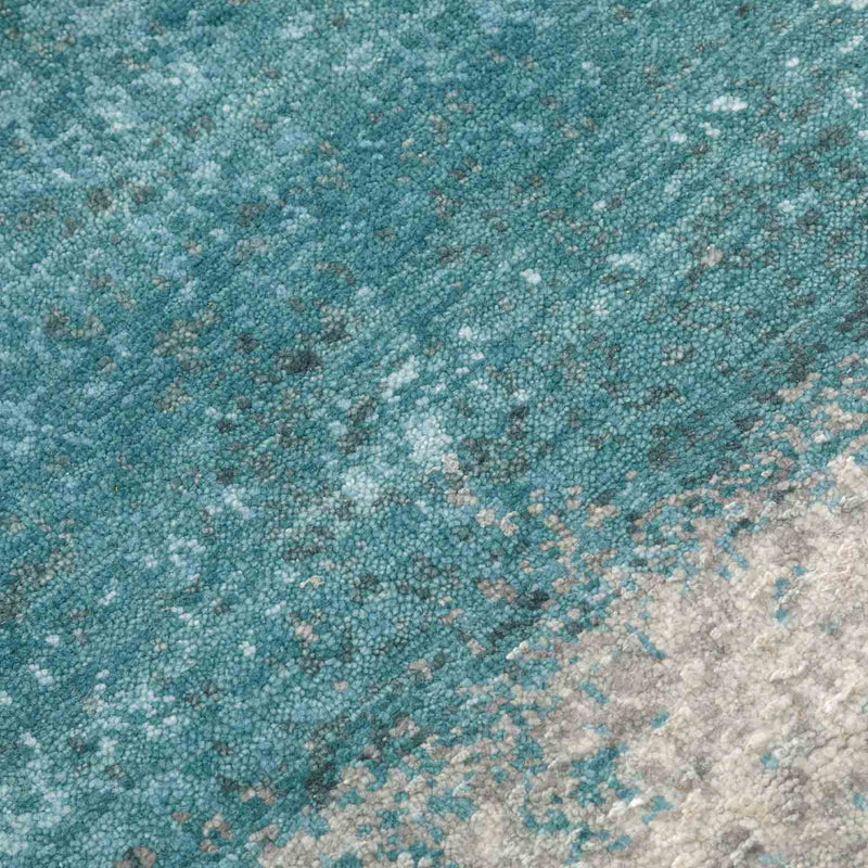 Aqua Hand Knotted Woollen And Silk Rug