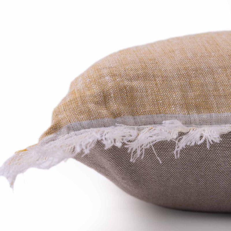 Shine Striped Linen Lumbar Cushion Cover with Fringe