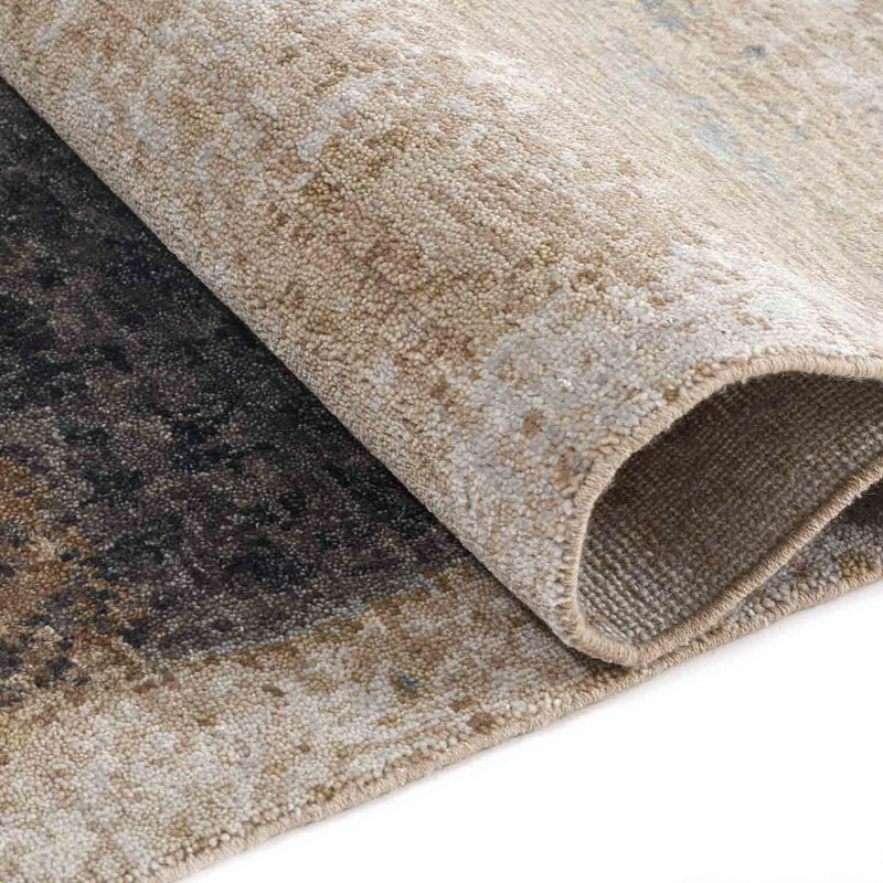 Taupe Hand Knotted Woollen And Silk Rug