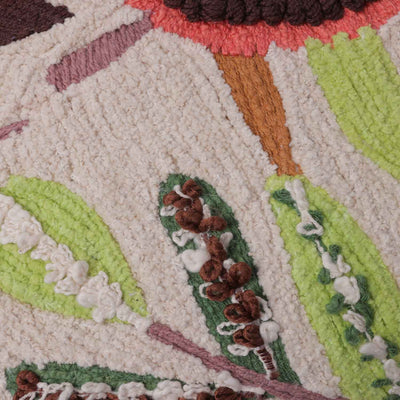 Magpie Cotton Slub Embroidered Lumbar Cushion Cover