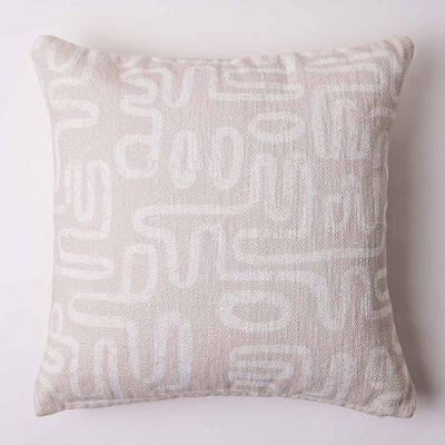 A-Maze Beige Digital Printed Cotton Cushion Cover