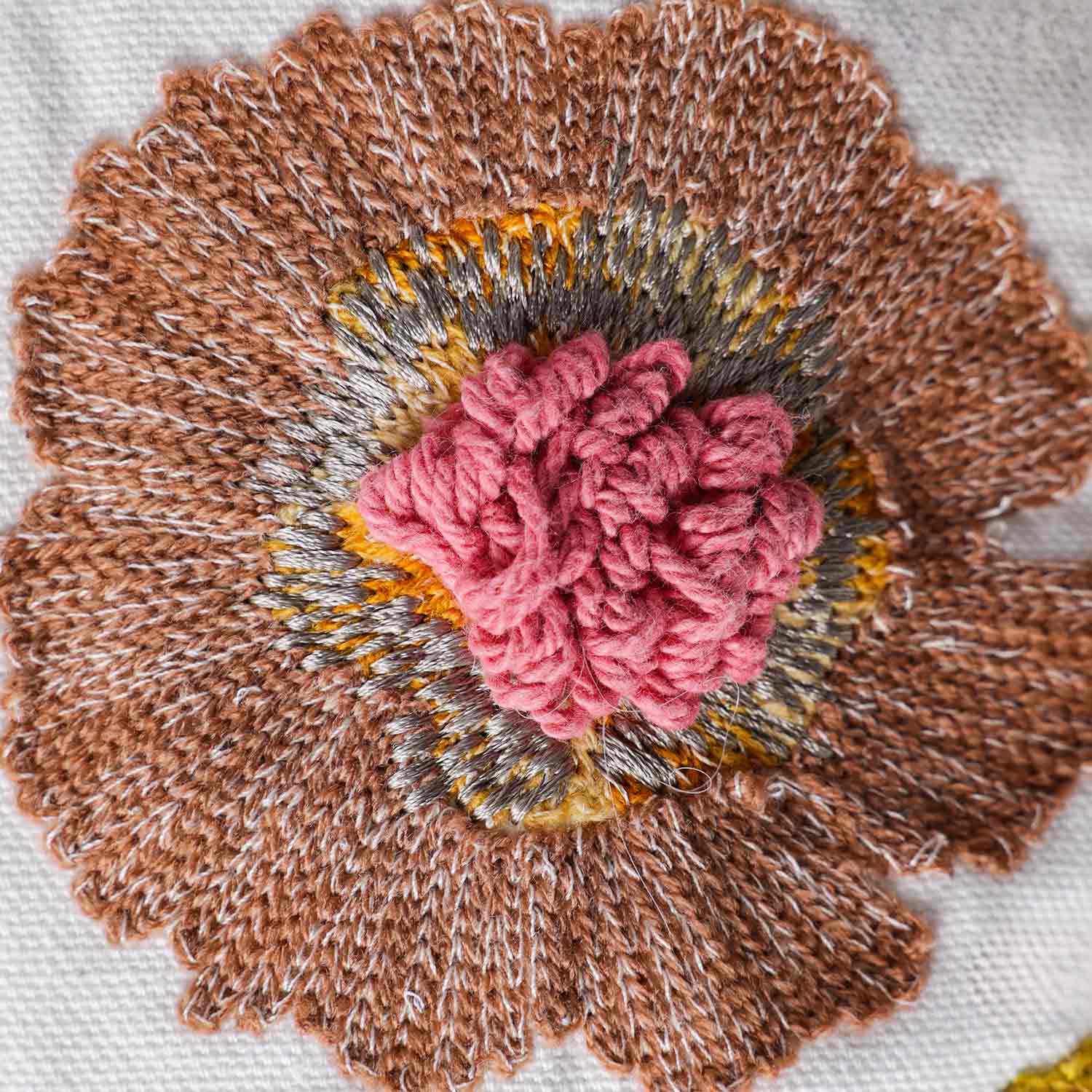 Mimosa Embroidered Cotton Chambray Cushion Cover with Dori Piping