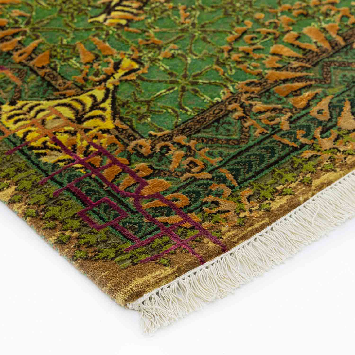 Citrine lattice Hand Knotted Woollen And Viscose Runner Rug