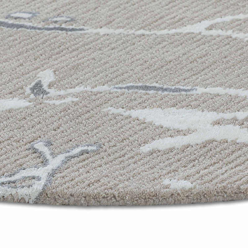 Slate Woollen And Cotton Round Rug