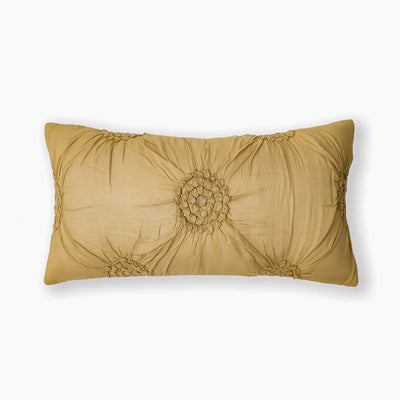 Petara Cotton Hand Quilted Shibori Textured Lumbar Cushion Cover