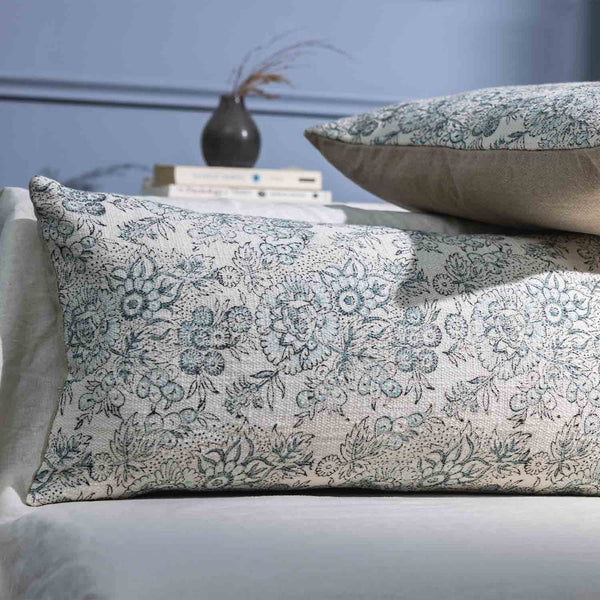 Reese Digital Printed Cotton Chambray Lumbar Cushion Cover