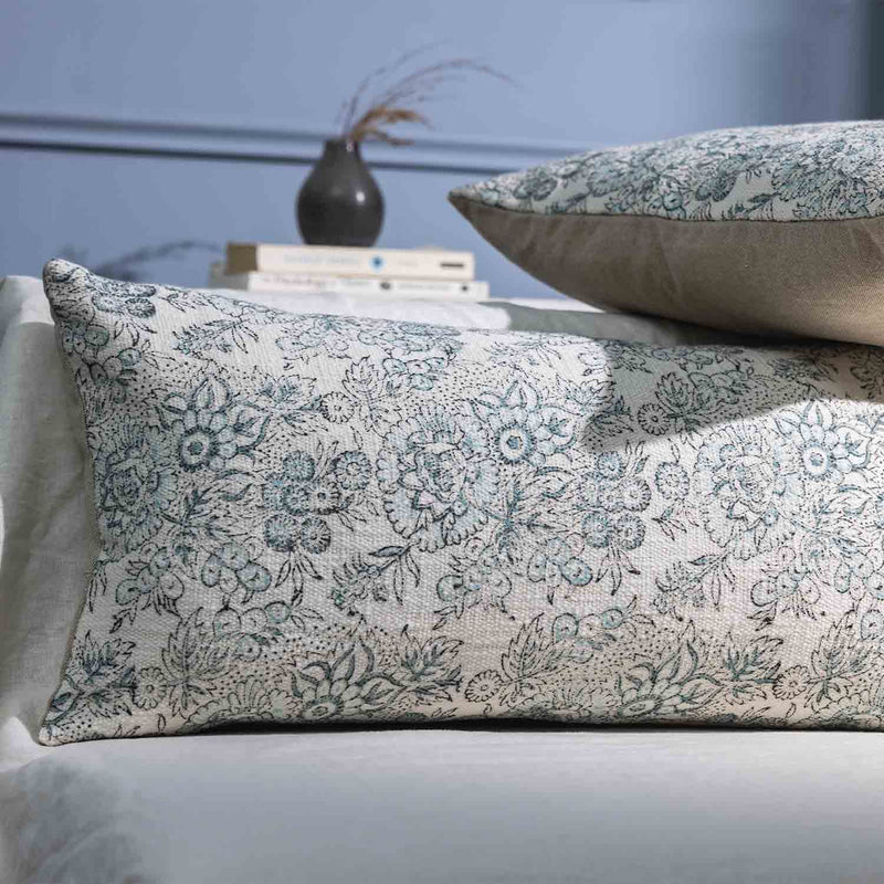 Reese Digital Printed Cotton Chambray Lumbar Cushion Cover