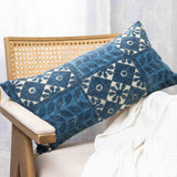 Indigo Dabu Printed Cotton Slub Lumbar Cushion Cover