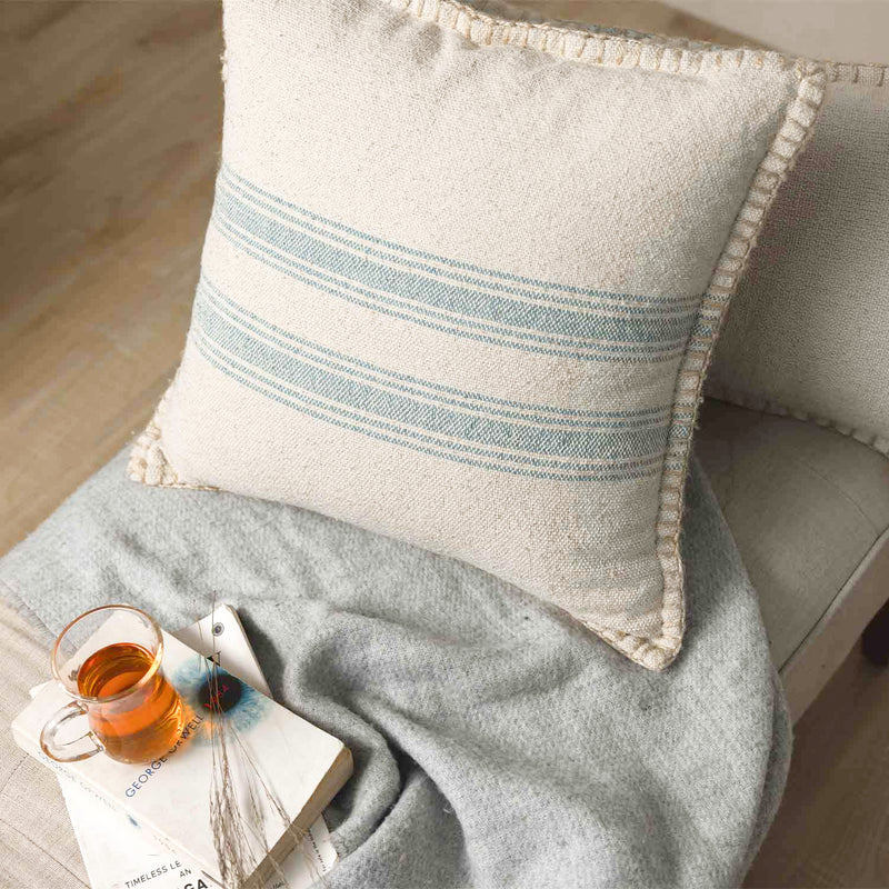 Strypes Woven Cotton Chambray Cushion Cover
