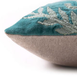 Lotus Embroidered Cotton Velvet Lumbar Cushion Cover