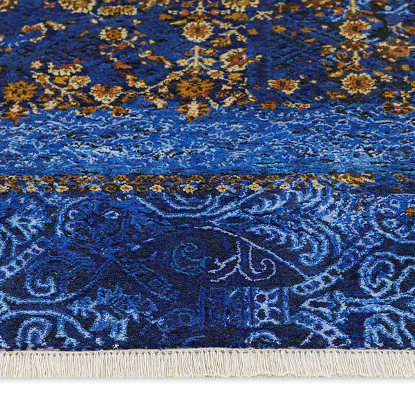 Regal Sapphire Hand Knotted Woollen And Viscose Rug By Smitha Zachariah