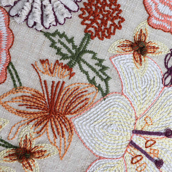 Fleurhaven Embroidered Cotton Cushion