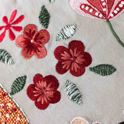 The Mockingbird  Embroidered Cotton Cushion