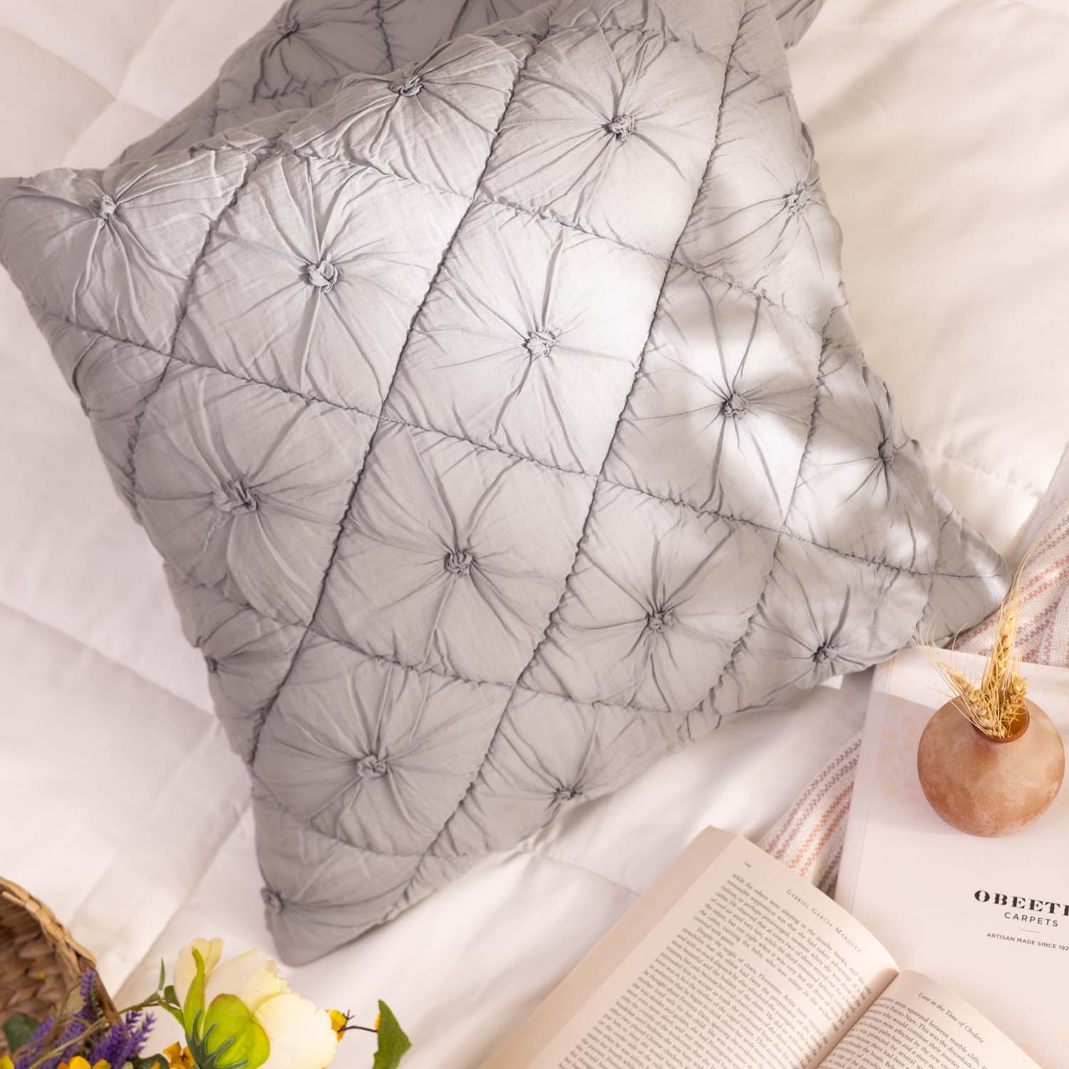 Cotton Embroidered And Hand Quilted Nirvasa Cushion Cover