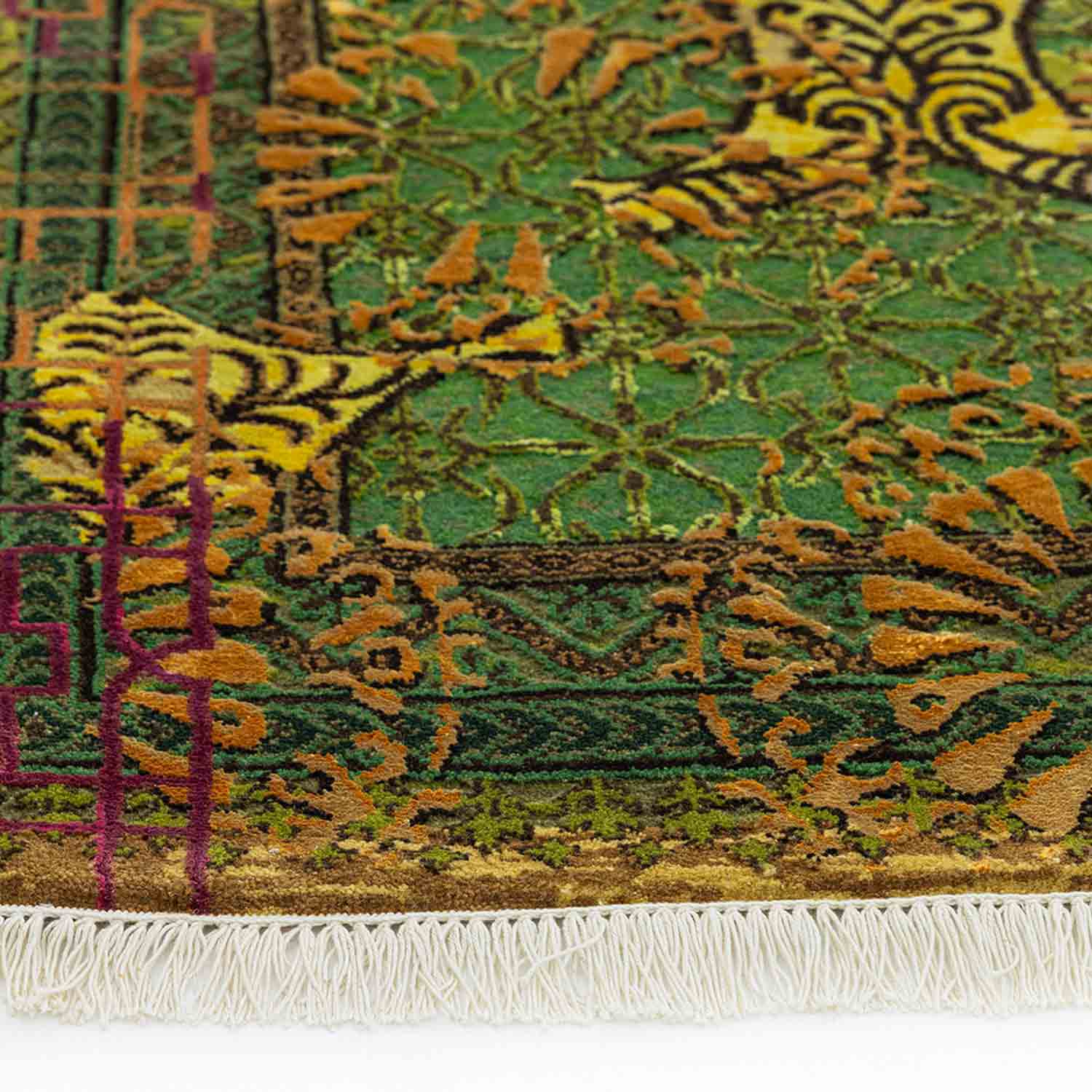 Citrine lattice Hand Knotted Woollen And Viscose Runner Rug