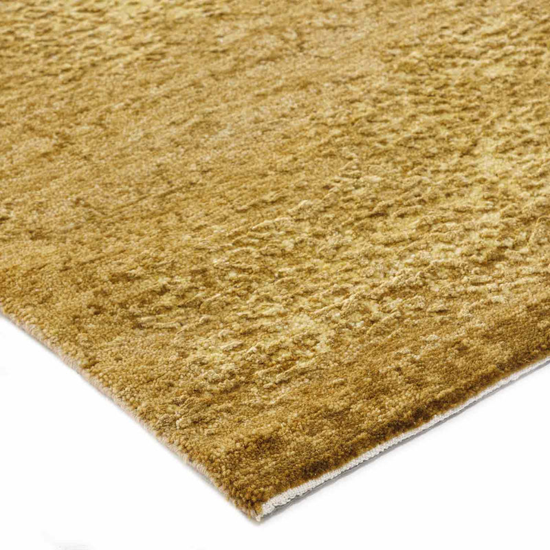 Gold Hand Knotted Woollen And Silk Rug