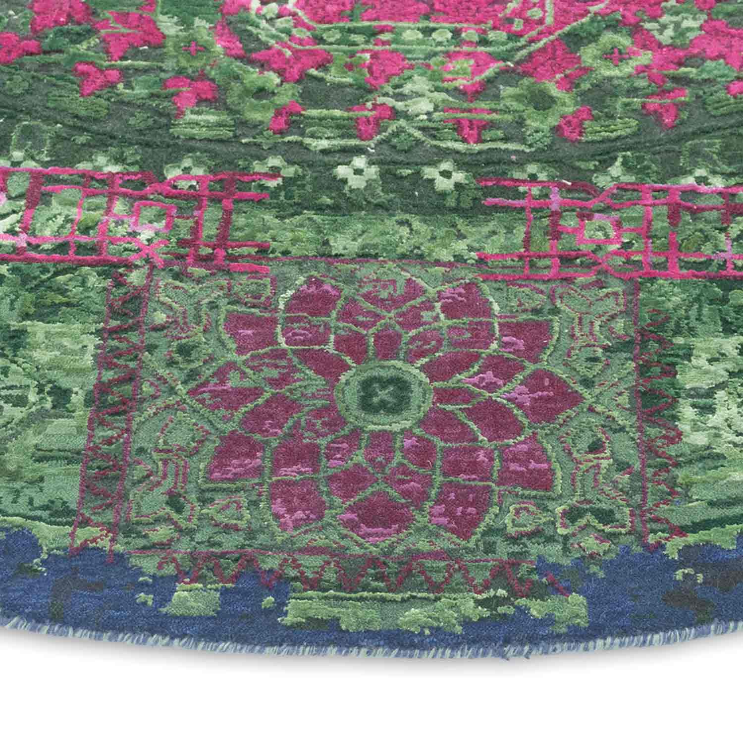Emerald Necklace Hand Knotted Woollen And Viscose Round Rug