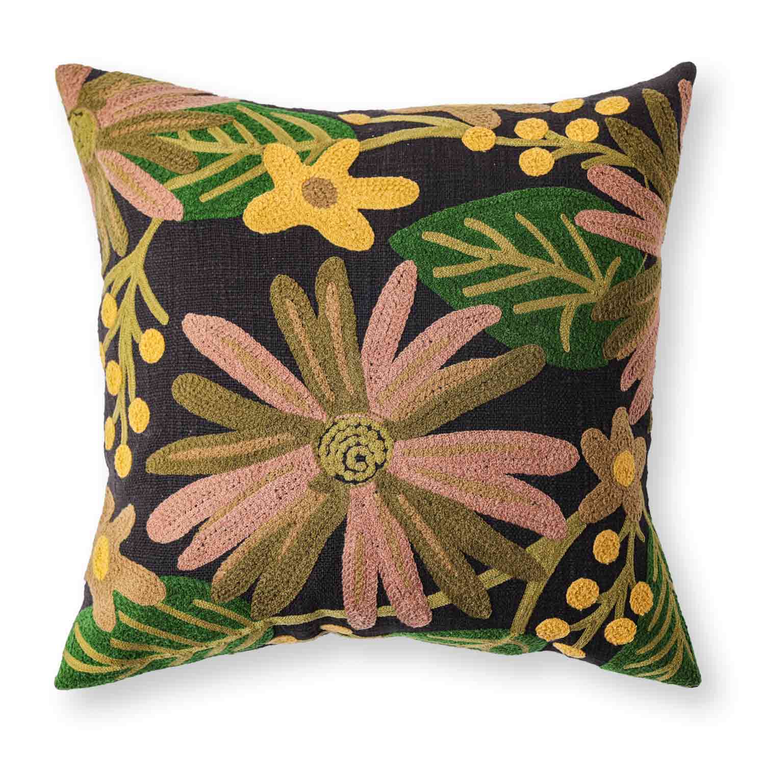 Chrysalis Slub Dyed and Embroidered Cotton Cushion Cover