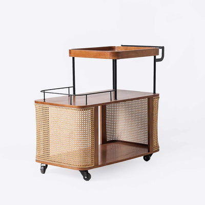 Tourte Oak & Rattan Server Trolley
