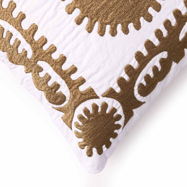 Raha Embroidered Gold Cushion Cover