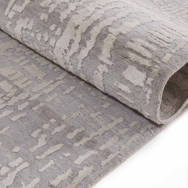 Slate Hand Knotted Woollen And Silk  Rug
