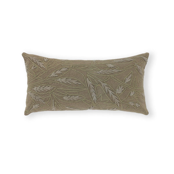 Fawn Cotton Hand Embroidered Lumbar Cushion Cover