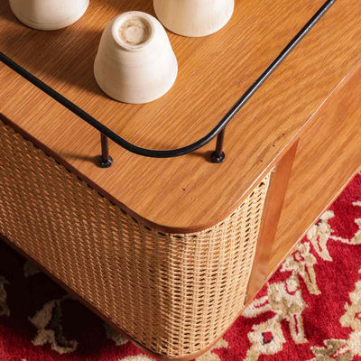 Tourte Oak & Rattan Server Trolley