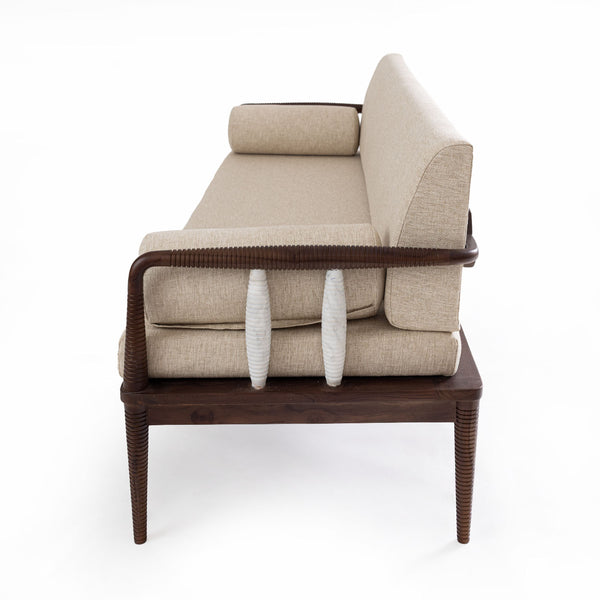 Terra Teak Three Seater Sofa with Marble Piers