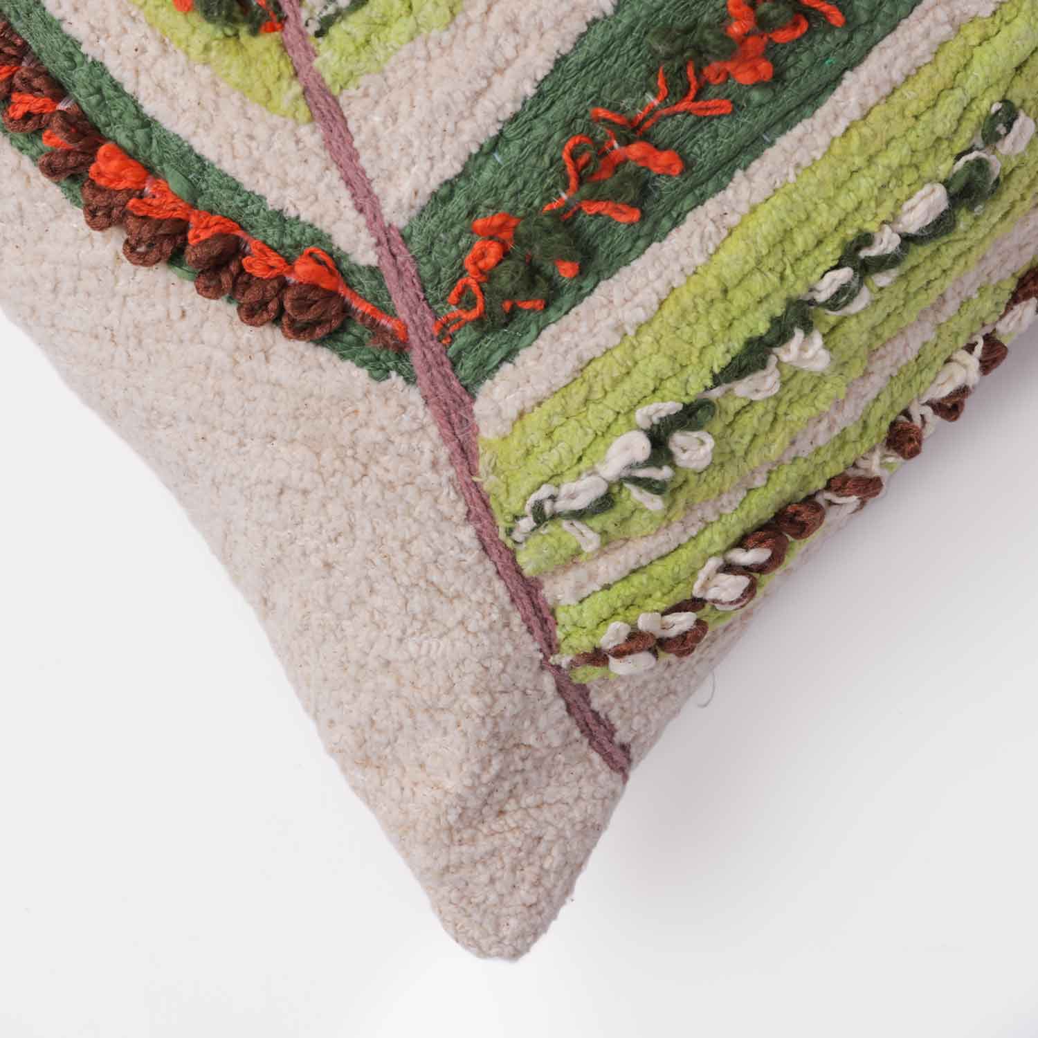 Magpie Cotton Slub Embroidered Lumbar Cushion Cover