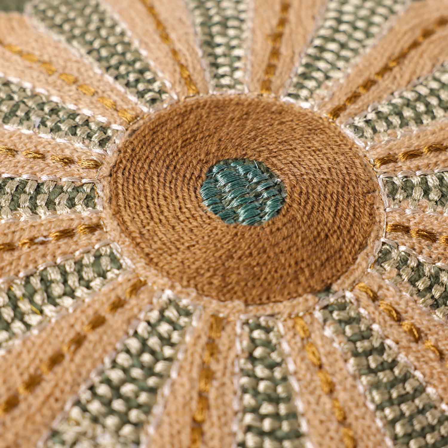 Forest Slub Dyed and Embroidered Cotton Cushion Cover