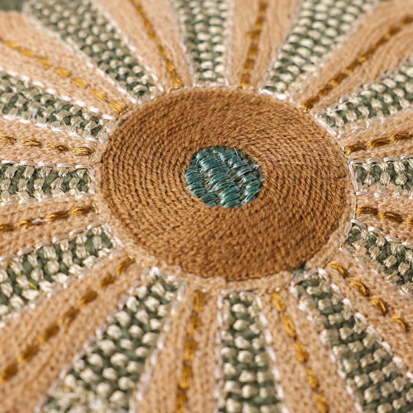 Forest Slub Dyed and Embroidered Cotton Cushion Cover