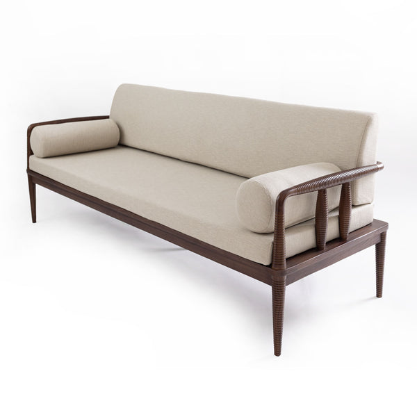 Terra Teak Three Seater Sofa with Wooden Piers