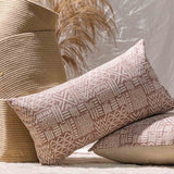 Maze Cotton Linen Block Printed Lumbar Cushion Cover