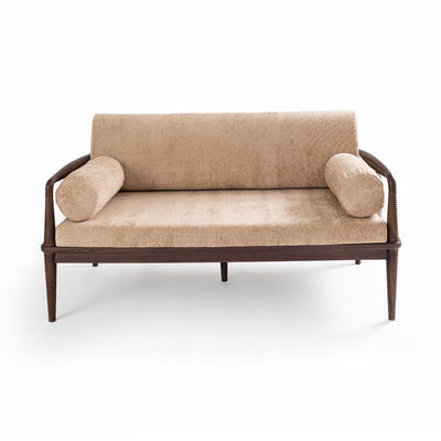 Aranya Teak Double Seater Sofa with Marble Piers