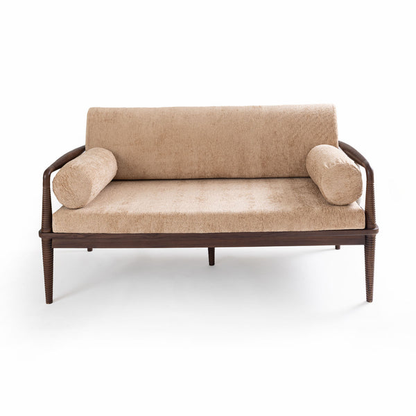 Aranya Teak Double Seater Sofa with Marble Piers