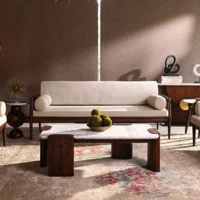 Terra Teak Three Seater Sofa with Wooden Piers