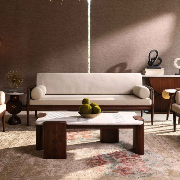 Terra Teak Three Seater Sofa with Wooden Piers