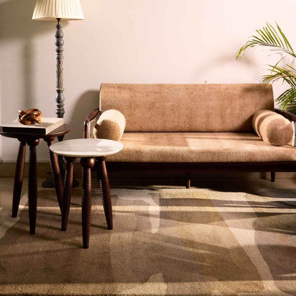 Aranya Teak Double Seater Sofa with Marble Piers