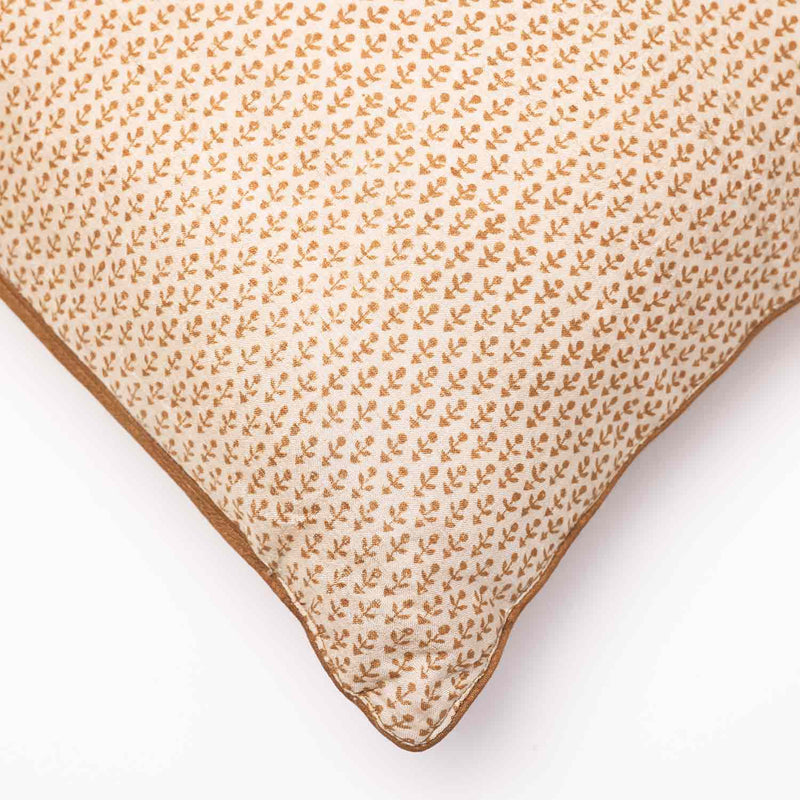Nilay Silk Block Printed, Gold Embroidered Cushion Cover