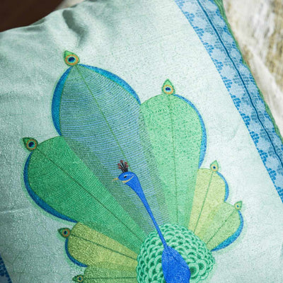 Peahen Digital Printed Cotton Cushion Cover
