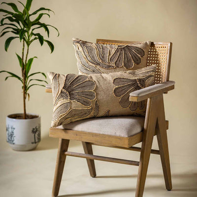 Sutra Cotton Patchwork Embroidered Lumbar Cushion Cover