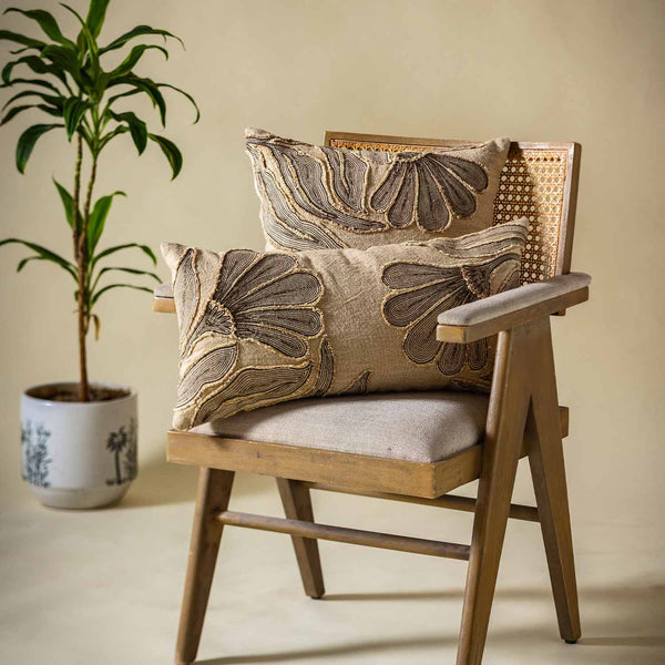 Sutra Cotton Patchwork Embroidered Lumbar Cushion Cover