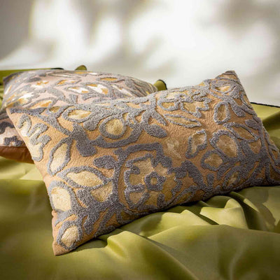 Pattika Cotton and Silk Embroidered Lumbar Cushion Cover