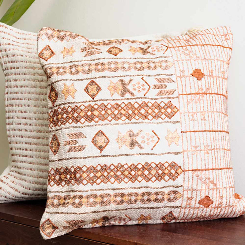 Fazia Printed and Embroidered Cushion Cover