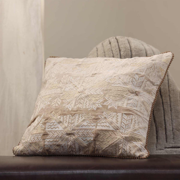 Crystal Cotton Velvet Embroidered Cushion Cover