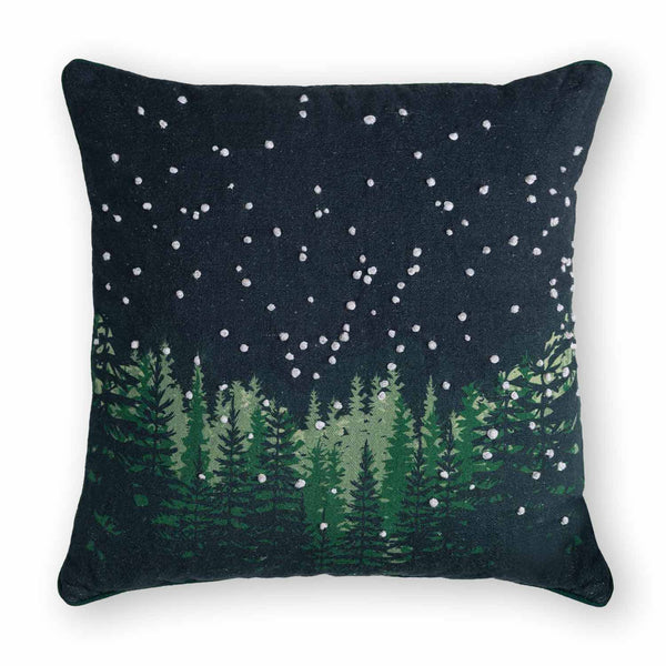 Nightfall Digital Printed And Embroidered Cotton Linen Cushion Cover